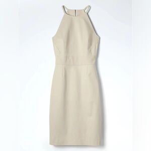 NWT Banana Republic Bi-Stretch Racer-Neck Beige Dress Women’s 4 #802713
